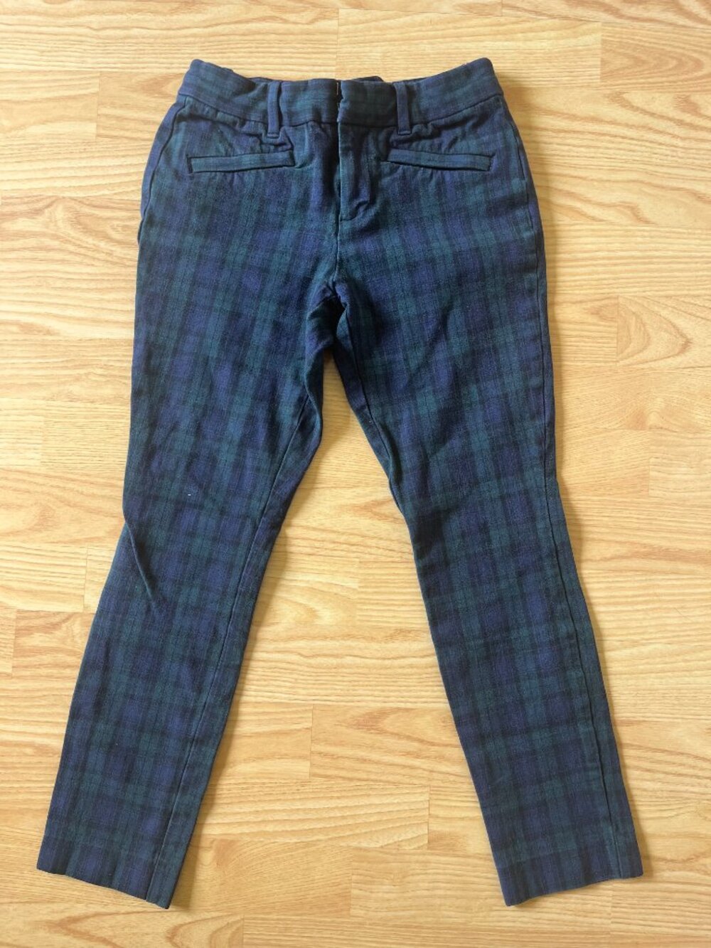GAP Signature Skinny Ankle Pants Black Watch Plaid Navy Green Sz 00